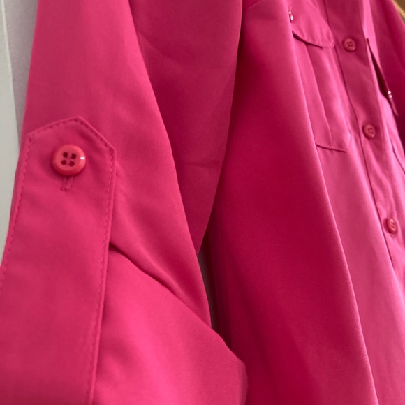 NWT Elementz Fuchsia Pink Button-Up Blouse - Picture 3 of 7